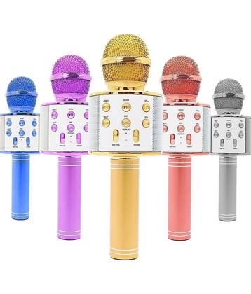 Kidsaholic Advance Handheld Wireless Singing Mike Multi-function Bluetooth Karaoke Mic with Microphone Speaker With Recording + USB