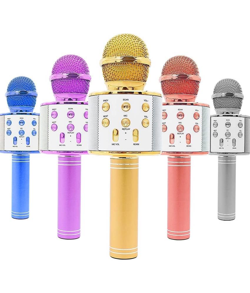 Kidsaholic Advance Handheld Wireless Singing Mike Multi-function Bluetooth Karaoke Mic with Microphone Speaker With Recording + USB