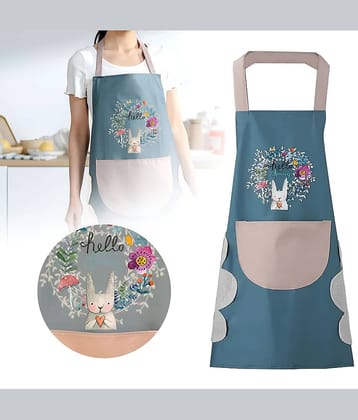 Radhe Creation PVC Printed Kitchen Apron with 1 Center Pocket ( Pack of 1 )