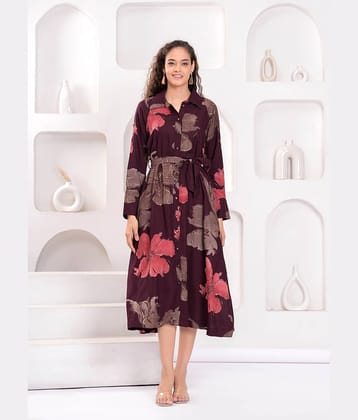 HIGHLIGHT FASHION EXPORT Women Rayon Self Design Fit & Flare Dress ( Red )