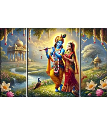 SNDArt Set Of 3 Radha Krishna Wall Paintings For Wall Decor Gift Items 12 x 18 inch