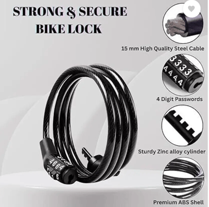Orld Universal Number Chain Cable Bike/Bicycle Lock Cycle Lock 4 Digit Lock / Cycle Lock