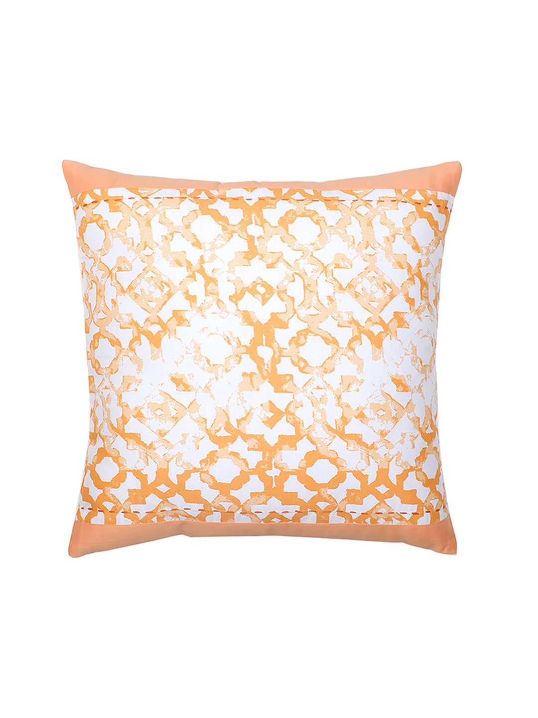 Jaali - Set Of 2 Cushion Covers (Orange) - Large-60X60cm / Orange / 100% Cotton