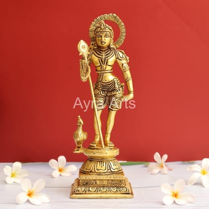 Pure Brass Kartikeya Palani Murugan Kumara Swamy Idol - 11 Inch Height Pure Brass Kartikeya Palani Murugan Kumara Swamy Idol - 11 Inch Height