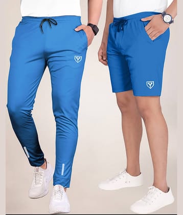 Septem Blue Polyester Men's Gym Shorts ( Pack of 2 )