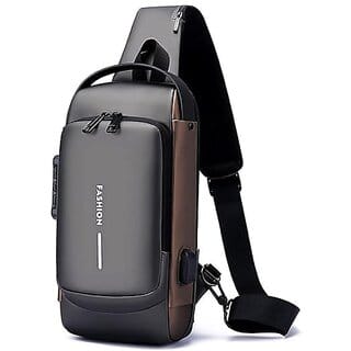 Slim Waterproof Crossbody Sling Bag  Unisex Chest Backpack with Hard Shell, Anti-Theft, Travel & Leisure Shoulder Bag