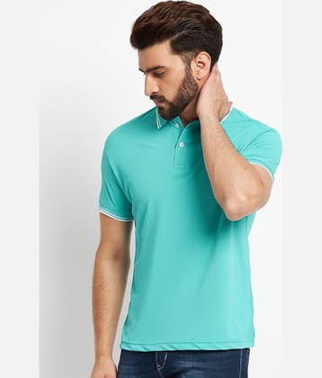 RELANE Pack of 1 Cotton Blend Regular Fit Solid Half Sleeves Men's Polo T Shirt ( Aqua )