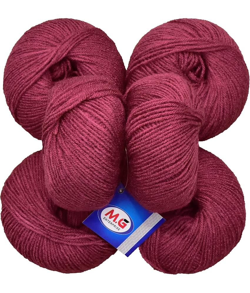 100% Acrylic Wool Rosewood (6 pc) Baby Soft Wool Ball Hand Knitting Wool/Art Craft Soft Fingering Crochet Hook Yarn, Needle Knitting Yarn Thread Dyed