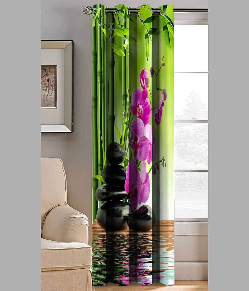 BELLA TRUE Abstract Printed Semi-Transparent Eyelet Curtain 9 ft ( Pack of 1 ) - Multicolor