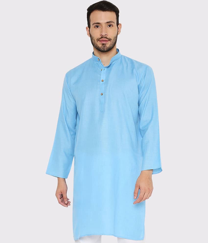 Maharaja - Blue Cotton Men's Regular Kurta ( Pack of 1 )