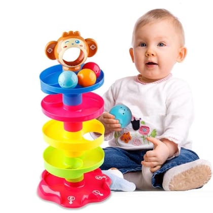 Ball Drop & Roll Ramp Game, Swirling Tower Toy with Balls