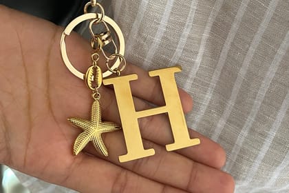 Starfish Shell Bag Charm with Initial-A