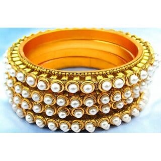 Omsar Jewelry Copper Gold-plated Kada (Pack of 4)