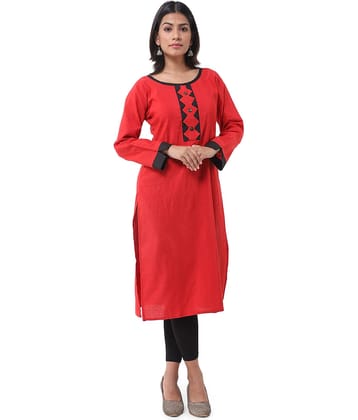 DESHBANDHU DBK - Red Cotton Women's Straight Kurti