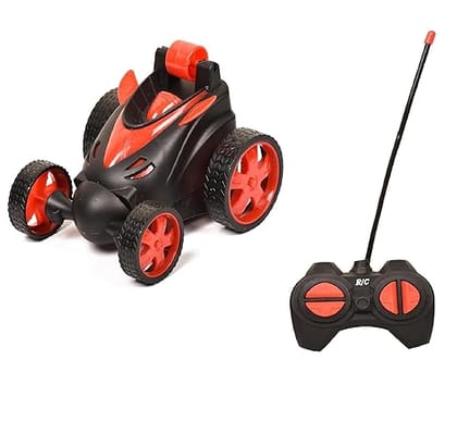 Braintastic Mini Stunt Remote Control Rechargeable Car Toy for Kids-360 Rotating & Rolling (Red)