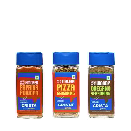 CRISTA Italian Seasonings Combo Pack (Paprika Powder 45 gm, Oregano Seasoning 50 gm & Pizza Seasoning 40 gm) - Pack of 3