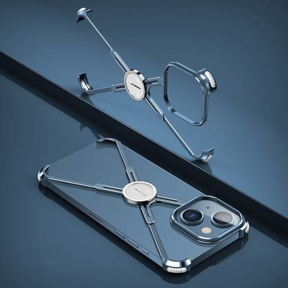 Luxury Metal Frame Shape Bumper Case By iSerieshub Compatible For iPhone-iPhone 13 Pro / Blue