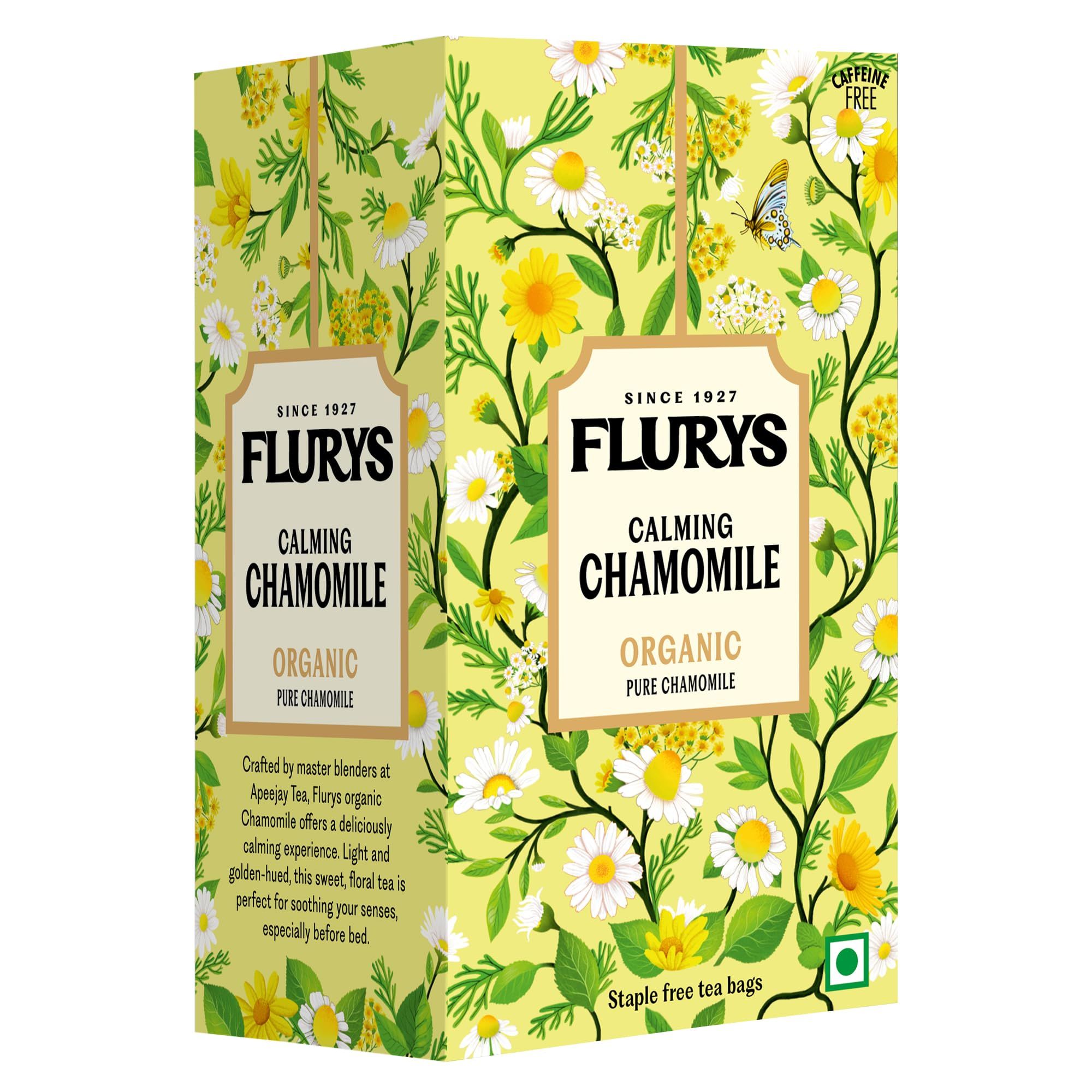 Flurys Calming Chamomile Organic Caffeine-Free Tea Bags (20 Tea Bags, 24 Grams)
