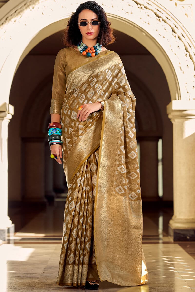 Clay Brown Tissue Silk Saree