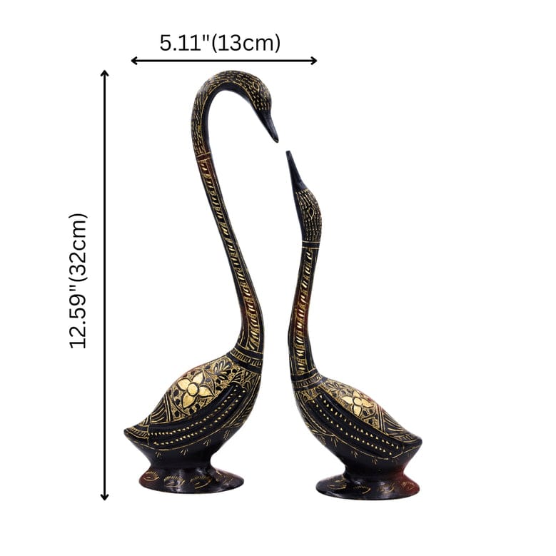 Brass Swan Pair Statue for Home Decor, Office Desk, Living Room, Bedroom | Duck Pair Showpiece