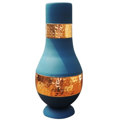 Copper Modern Surahi Silk Blue | Premium Home Decor, Height : 9 Inch (BCMAS190 D)