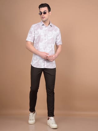 Pink Floral Print 100% Cotton Shirt-M / Pink
