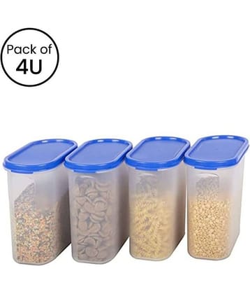 iview kitchenware Multi-Purpose Plastic Food Storage Modular Food Storage Container, 1500ml each, 4U, Blue Lid