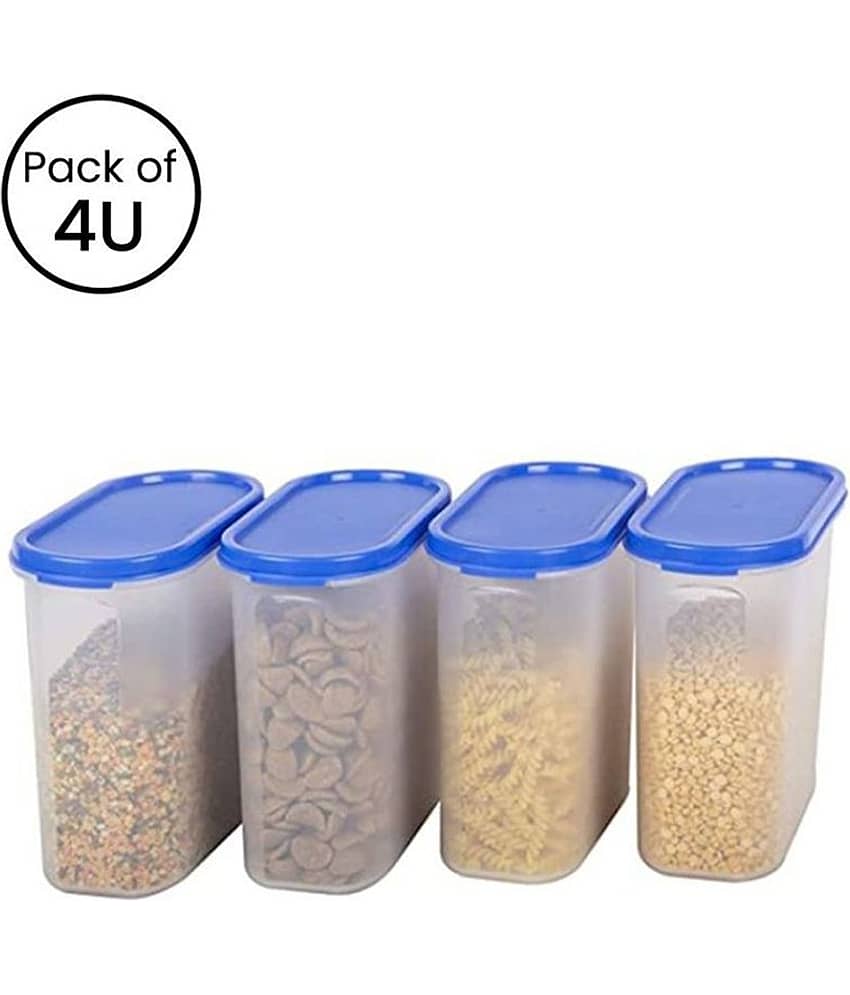 iview kitchenware Multi-Purpose Plastic Food Storage Modular Food Storage Container, 1500ml each, 4U, Blue Lid
