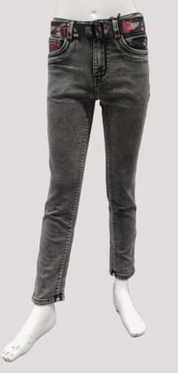 Boys Fancy Grey Denim Jeans-JK-12231 GRY / Grey / 34