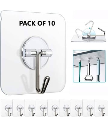 Wall Hooks & Wall Hangers Tex Hooks Pack of 10 for Wall Heavy Duty, Self Adhesive Hook, Wall hangings, Kitchen Accessories Items, Clothes Hanging, Sticky Photo Frame Hangers, Strong