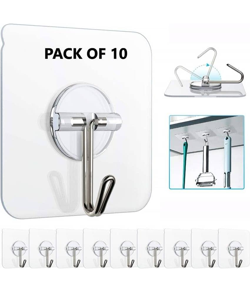 Wall Hooks & Wall Hangers Tex Hooks Pack of 10 for Wall Heavy Duty, Self Adhesive Hook, Wall hangings, Kitchen Accessories Items, Clothes Hanging, Sticky Photo Frame Hangers, Strong