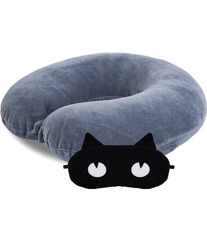 JUZZII Grey Neck Pillow,Eye Shade ( Pack of 2 )