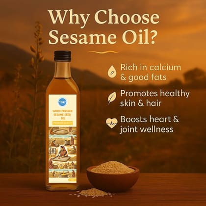 Morning Wale Wood Pressed Sesame Oil (1L/1000g) | Cold Pressed Til Oil | Hair, Skin & Cooking