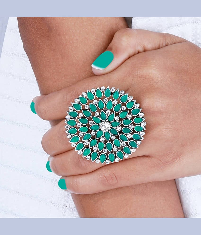 Classic Fancy Look Adjustable Silver Tone Finger Ring For Women And Girl