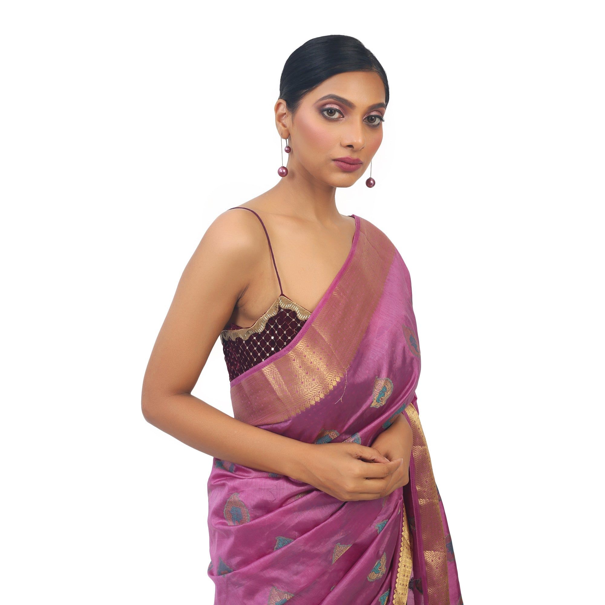 TheHangr Silk Weaving Designer Purple Saree