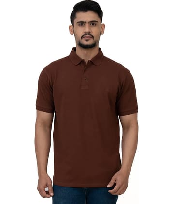 Cotstyle Pack of 1 Cotton Blend Regular Fit Solid Half Sleeves Men's Polo T Shirt ( Brown )