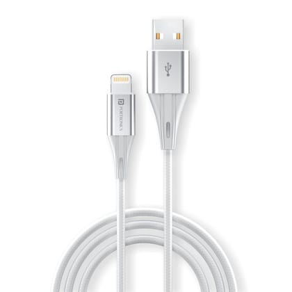 Portronics Konnect B plus 8 Pin USB Cable 3.0 Amp Output with Charge & Data Sync with 1m (White)
