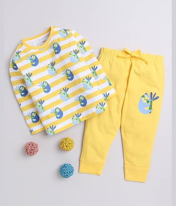 BUMZEE Pack of 2 Baby Boys 100% Cotton Tshirt & Pajama set ( Yellow )