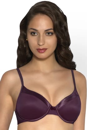Amante Womens Padded Nonwired Sartin Edge Balconette Bra BGSE21 Violet-BGSE-21 VLT / 32B / Violet