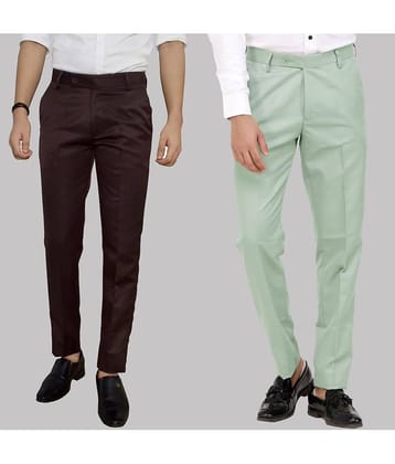 Kundan - Multicolor Cotton Blend Regular - Fit Men's Formal Pants ( Pack of 2 )
