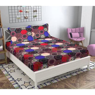 UnV Classical Printed Double Size Bedsheet With Pillow Covers (EZ-05)