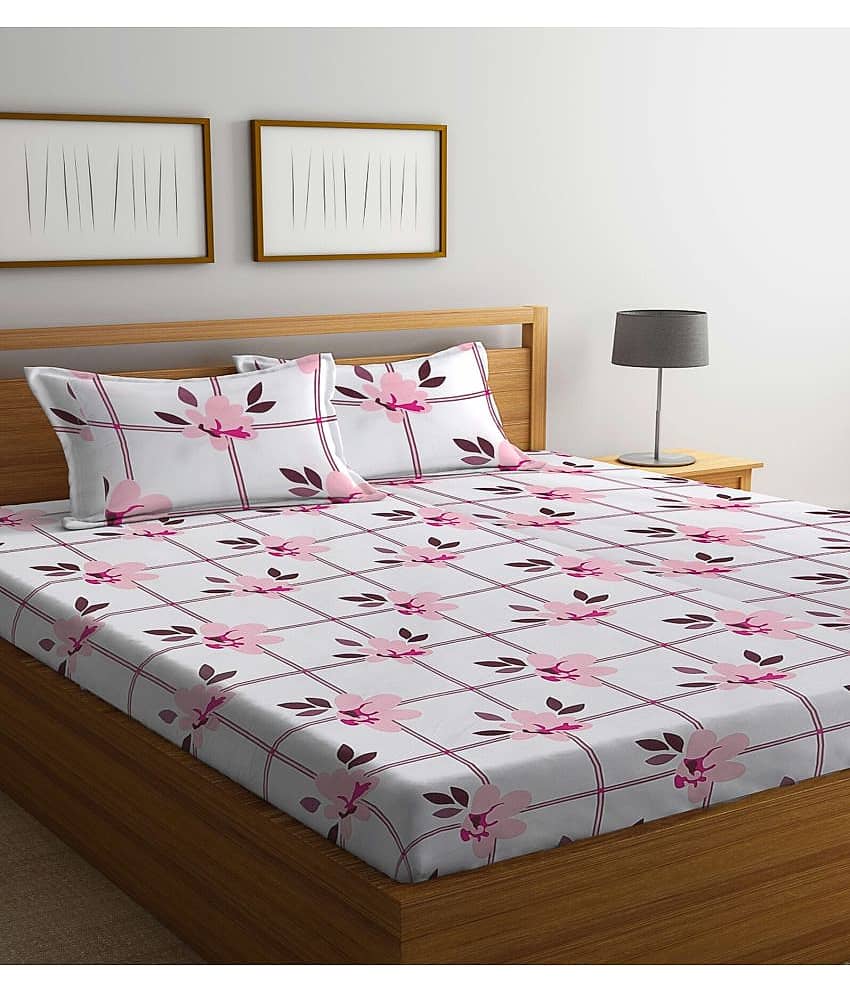 Klotthe Poly Cotton 1 Double King Bedsheet with 2 Pillow Covers ( Lavender )