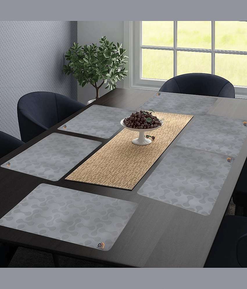 Crosmo PVC Solid Fridge Mats ( 30 45 ) Pack of 6 - Gray