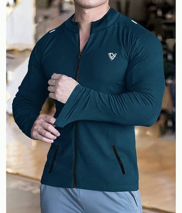 Eyebogler Men Polyester Regular Fit Colorblock T-Shirt ( Blue )