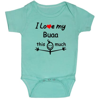 Turquoise I Love My Bua Cotton Romper For 6 To 12 Months