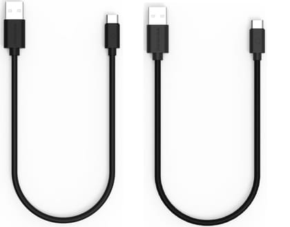 Twance 0.25  Meter small  Type C to USB Fast charging and data transfer Cable, Black Color, (Pack of 2)