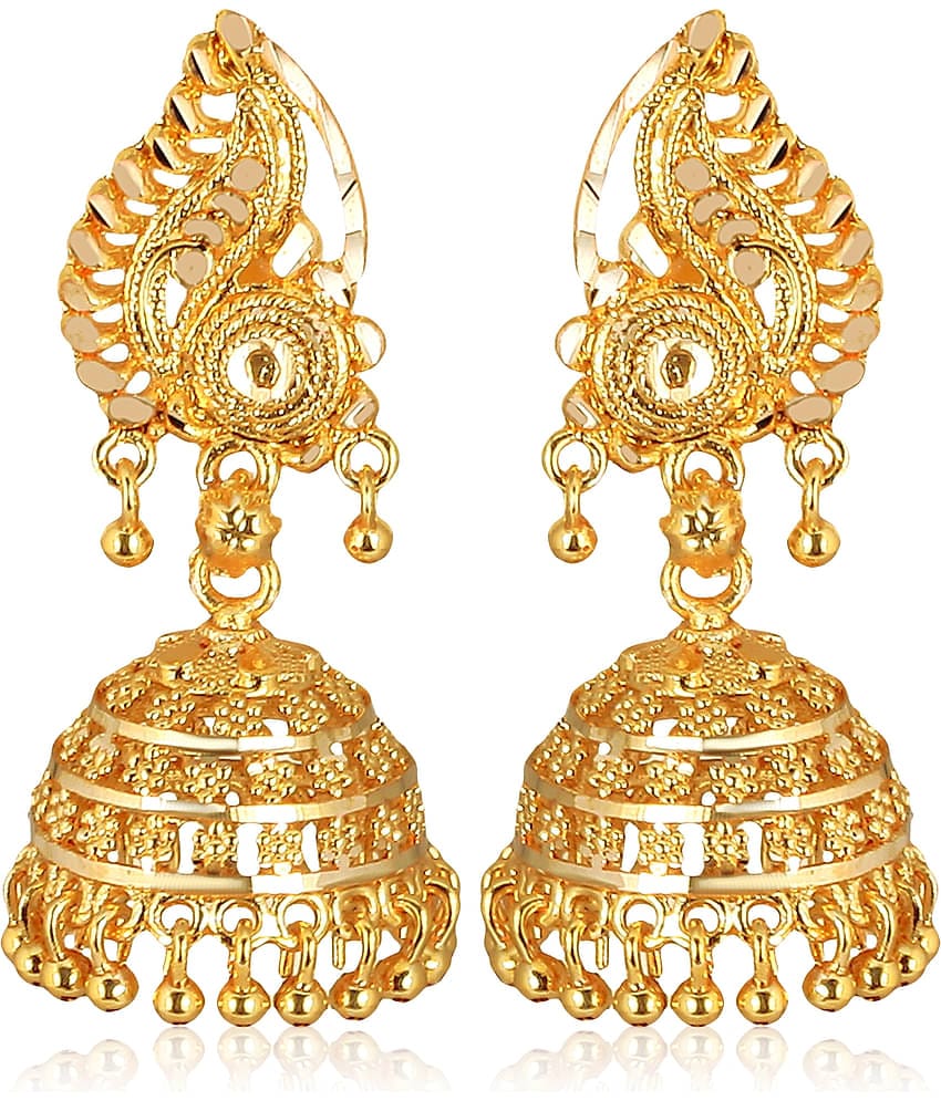Vighnaharta Golden Jhumki Earrings ( Pack of 1 )