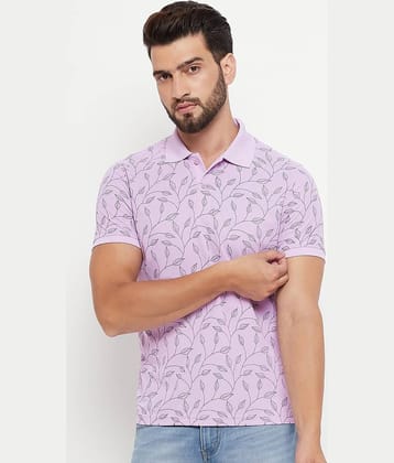OGEN Pack of 1 Cotton Blend Regular Fit Printed Half Sleeves Men's Polo T Shirt ( Lavender )