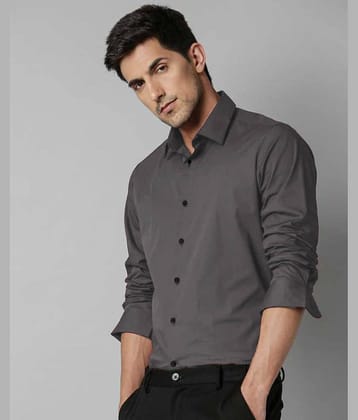 Eviqe Cotton Blend Regular Fit Solids Full Sleeves Men's Casual Shirt - Grey ( Pack of 1 )