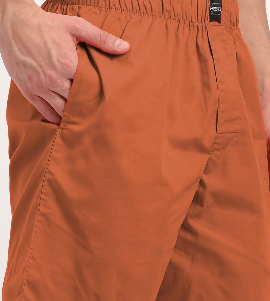 Freecultr Regular Fit Ultralight All Day Boxer Shorts for Men | 100% Cotton Fabric, Dual Deep Side Pocket, Microfibre Waistband Pack of 1-Orange